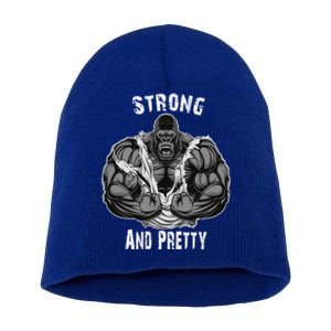 Strong And Pretty Funny Gym Workout Training Bodybuilding Gift Short Acrylic Beanie