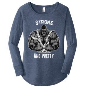 Strong And Pretty Funny Gym Workout Training Bodybuilding Gift Women's Perfect Tri Tunic Long Sleeve Shirt