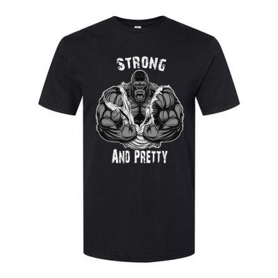 Strong And Pretty Funny Gym Workout Training Bodybuilding Gift Softstyle CVC T-Shirt