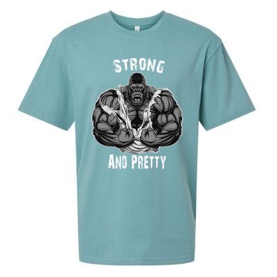 Strong And Pretty Funny Gym Workout Training Bodybuilding Gift Sueded Cloud Jersey T-Shirt