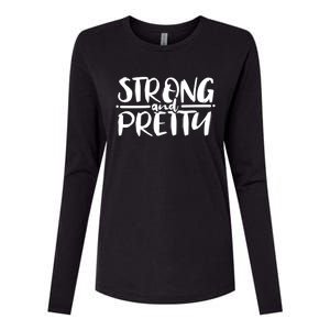 Strong And Pretty Weightlifting Gift Womens Cotton Relaxed Long Sleeve T-Shirt