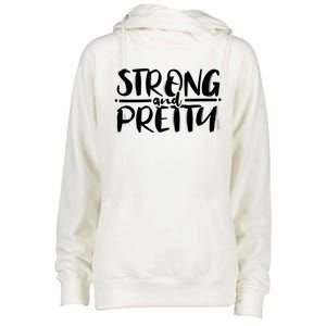 Strong And Pretty Weightlifting Gift Womens Funnel Neck Pullover Hood