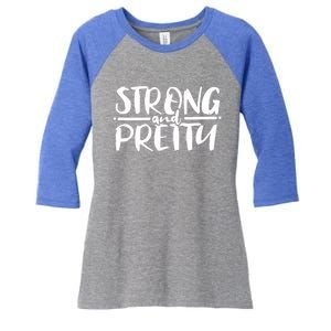 Strong And Pretty Weightlifting Gift Women's Tri-Blend 3/4-Sleeve Raglan Shirt