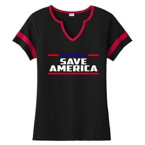 Save America Political Election Ladies Halftime Notch Neck Tee