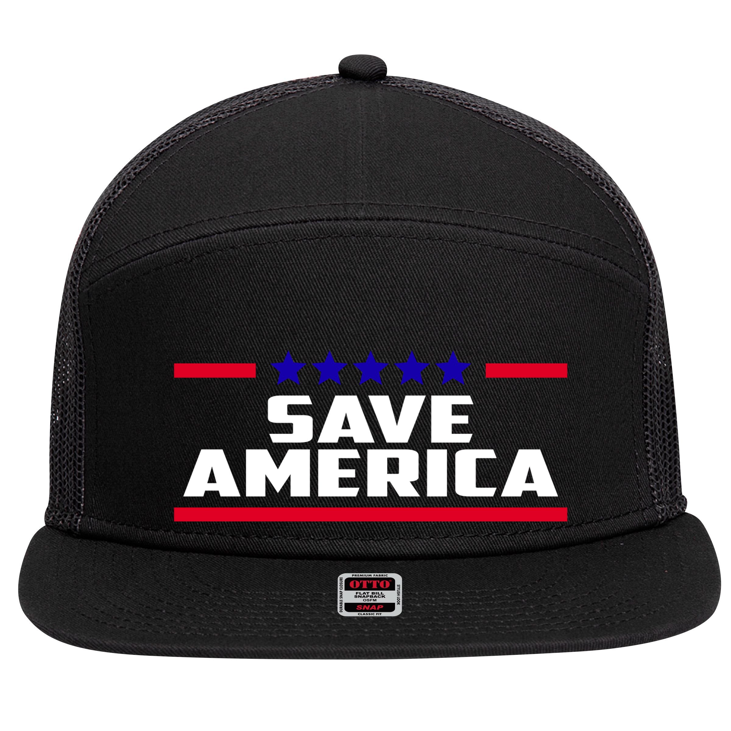 Save America Political Election 7 Panel Mesh Trucker Snapback Hat