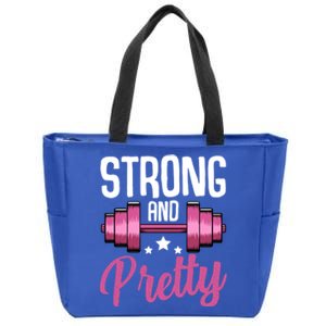 Strong And Pretty Exercise Funny Gym Workout Training Gift Zip Tote Bag