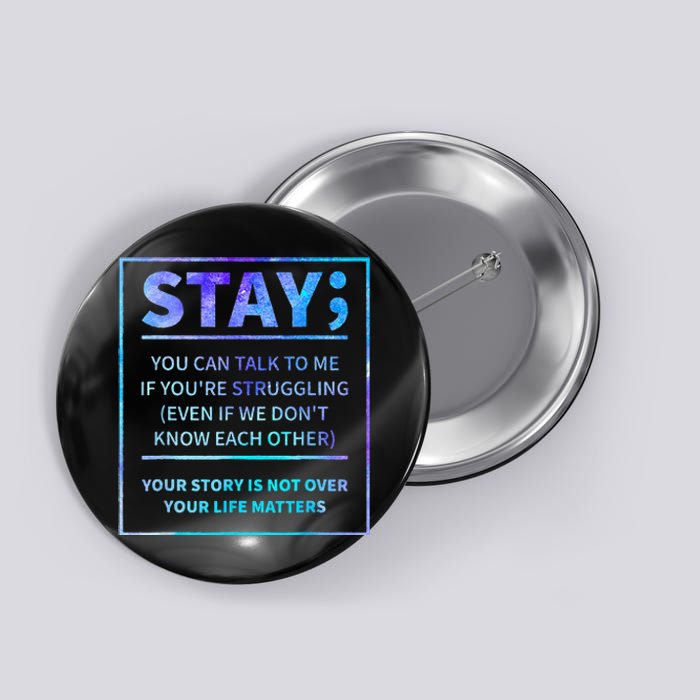 Suicide Awareness Prevention Semicolon Mental Health Button