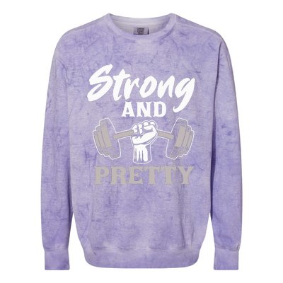 Strong And Pretty Gym Fitness Sport Bodybuilding Colorblast Crewneck Sweatshirt