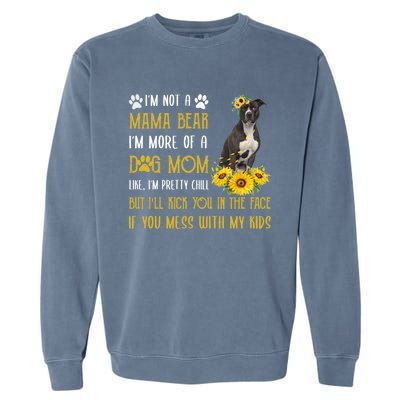 Sunflower American Pit Bull Mom Mothers Day Dog Mom Great Gift Garment-Dyed Sweatshirt