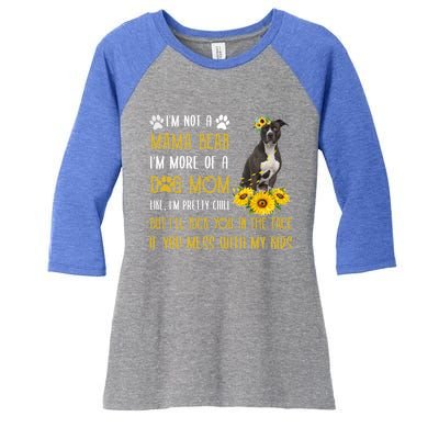 Sunflower American Pit Bull Mom Mothers Day Dog Mom Great Gift Women's Tri-Blend 3/4-Sleeve Raglan Shirt