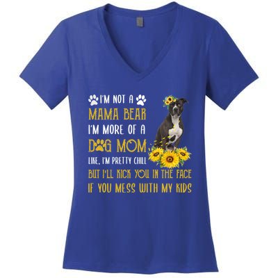 Sunflower American Pit Bull Mom Mothers Day Dog Mom Great Gift Women's V-Neck T-Shirt