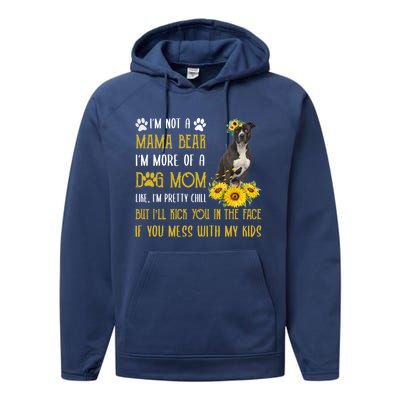 Sunflower American Pit Bull Mom Mothers Day Dog Mom Great Gift Performance Fleece Hoodie