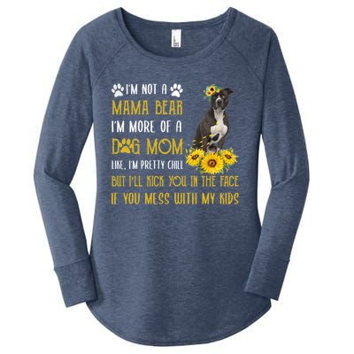 Sunflower American Pit Bull Mom Mothers Day Dog Mom Great Gift Women's Perfect Tri Tunic Long Sleeve Shirt