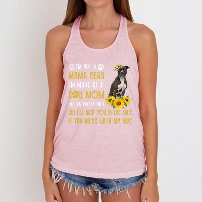 Sunflower American Pit Bull Mom Mothers Day Dog Mom Great Gift Women's Knotted Racerback Tank