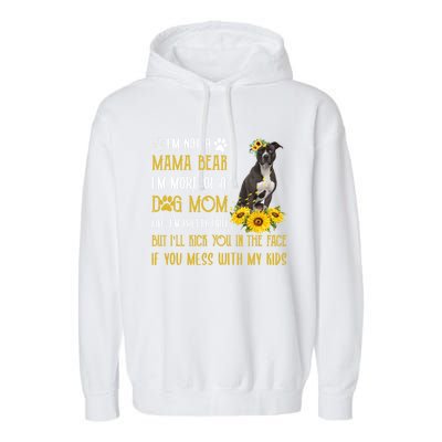 Sunflower American Pit Bull Mom Mothers Day Dog Mom Great Gift Garment-Dyed Fleece Hoodie