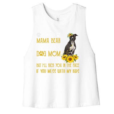 Sunflower American Pit Bull Mom Mothers Day Dog Mom Great Gift Women's Racerback Cropped Tank