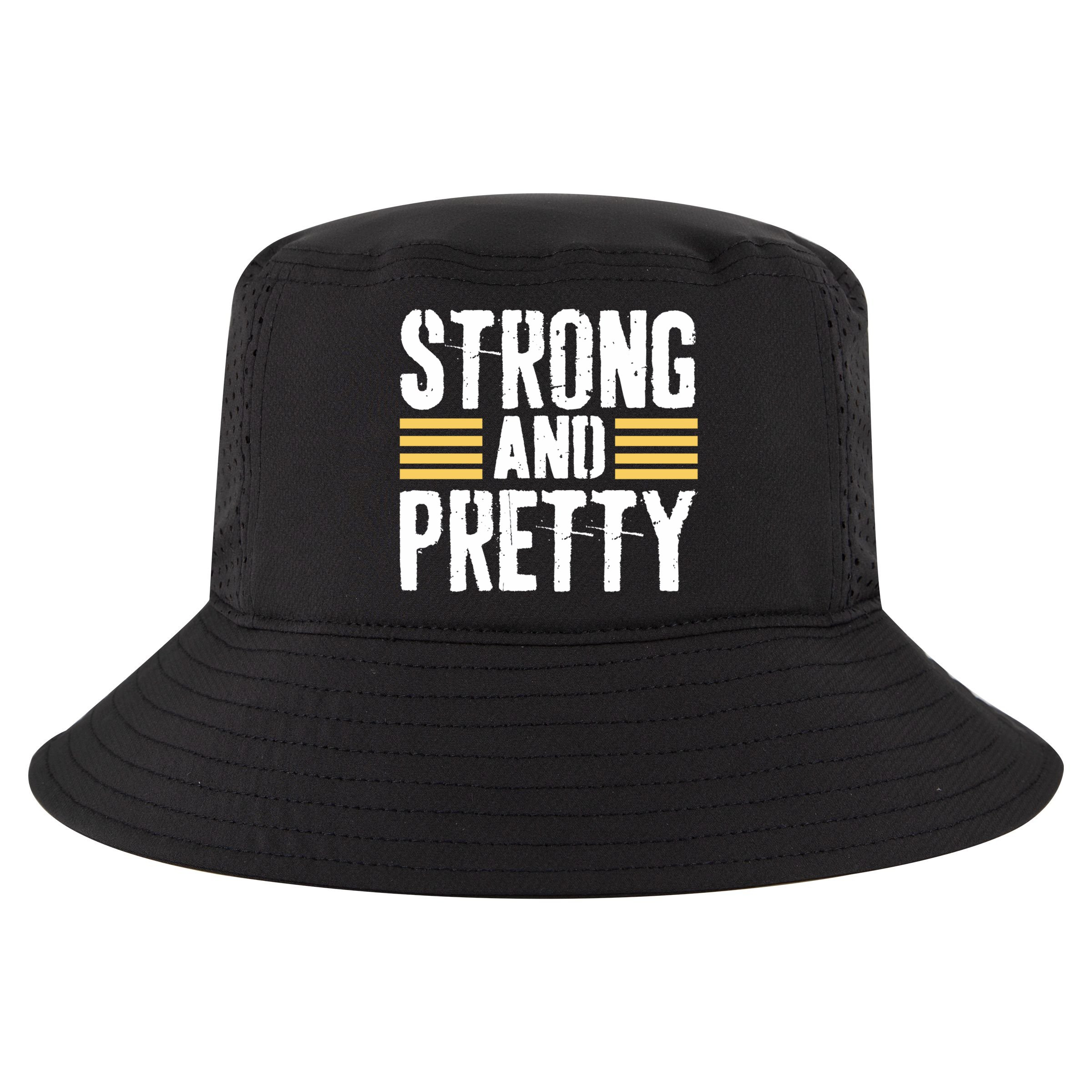 Strong And Pretty Funny Fitness Gym Gift Cool Comfort Performance Bucket Hat