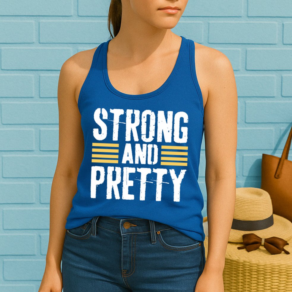 Strong And Pretty Funny Fitness Gym Gift Womens Tank Top