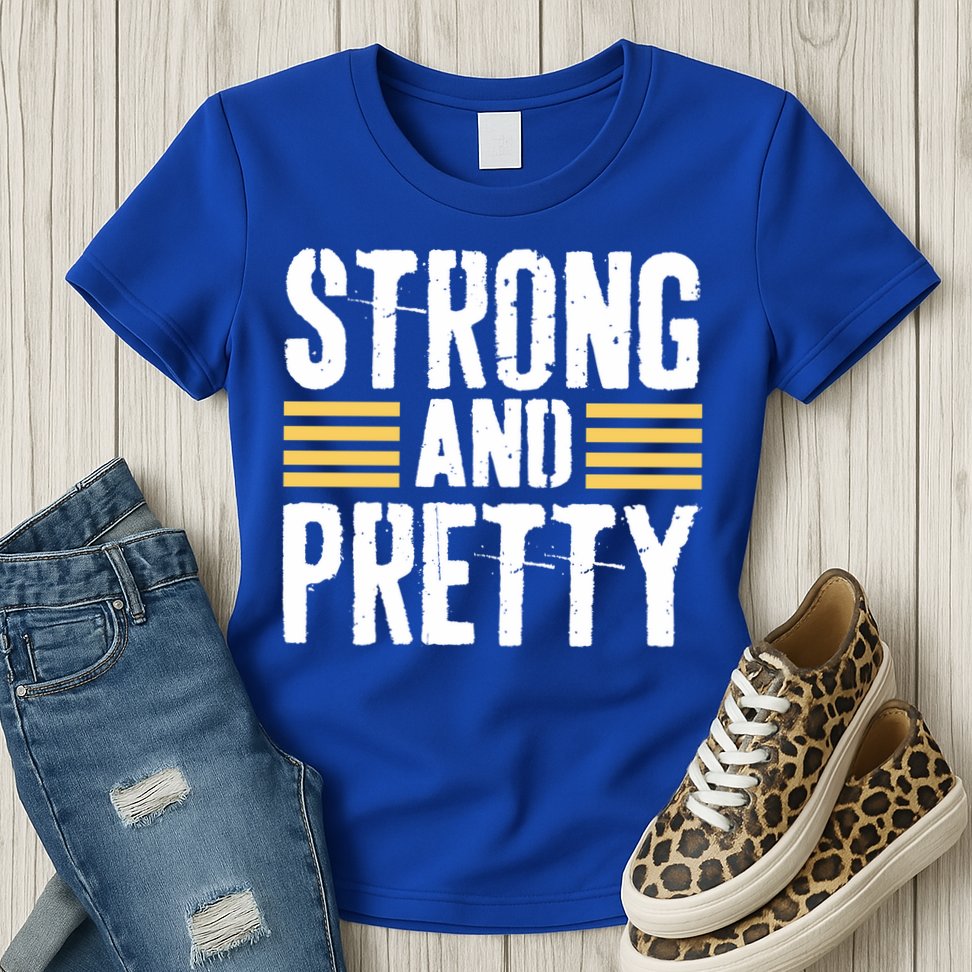 Strong And Pretty Funny Fitness Gym Gift Womens T-Shirt