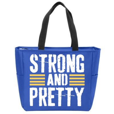 Strong And Pretty Funny Fitness Gym Gift Zip Tote Bag