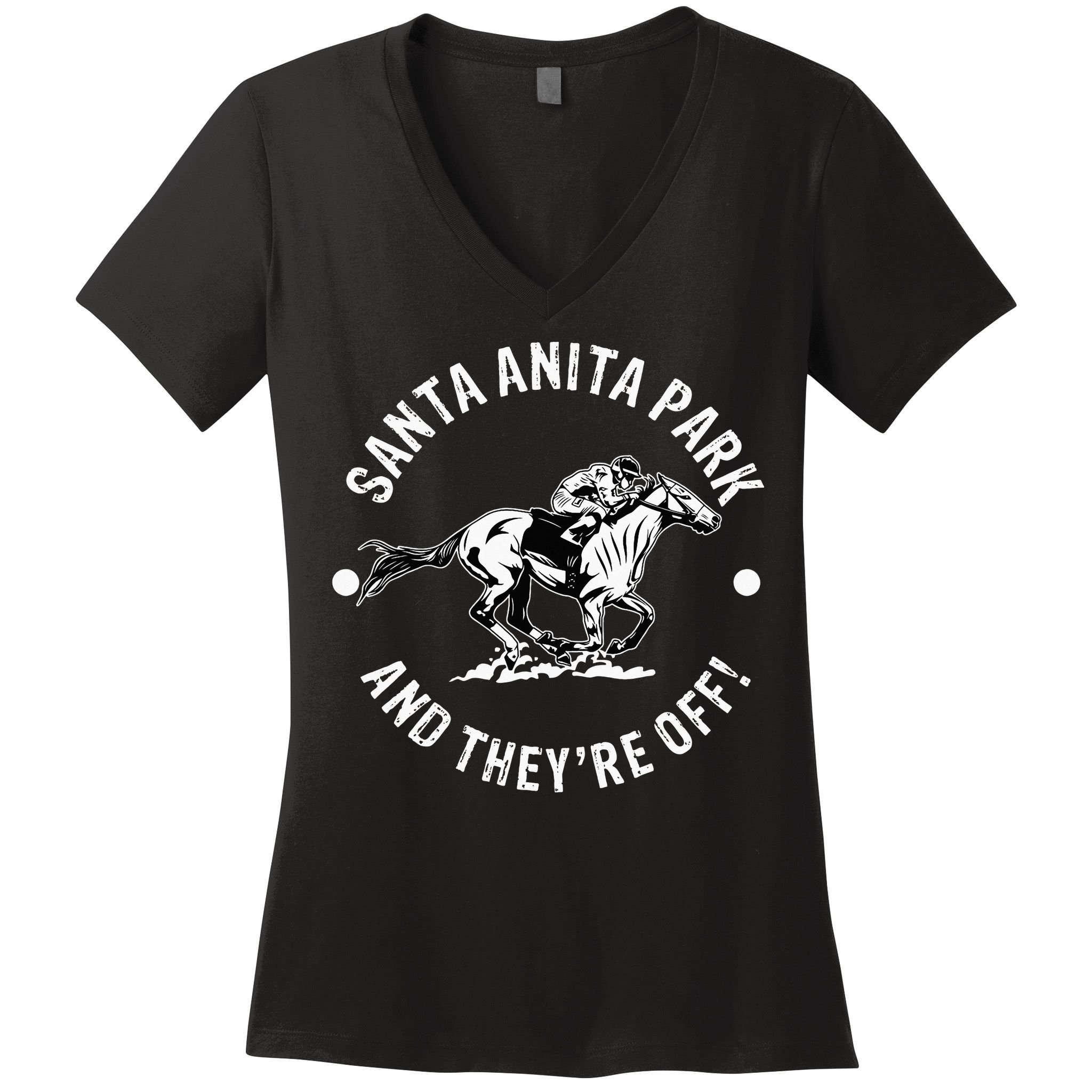 Santa Anita Park Racetrack Horse Racing Equestrian Women's V-Neck T-Shirt
