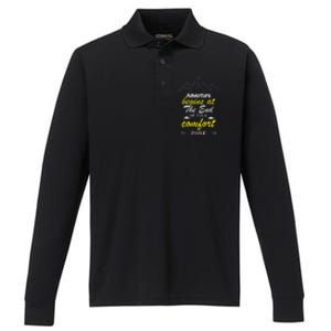 Summer Adventure Quote Performance Long Sleeve Polo