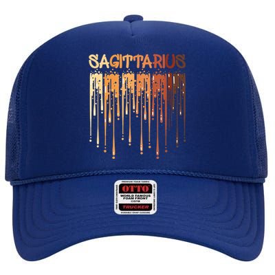 Sagittarius Afro Queen Black Zodiac Birthday Great Gift High Crown Mesh Back Trucker Hat