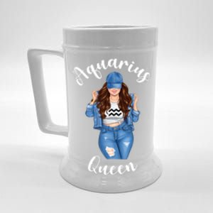 Streetwise Aquarius Queen Brunette Sexy January February Gift Beer Stein