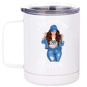 Streetwise Aquarius Queen Brunette Sexy January February Gift 12 oz Stainless Steel Tumbler Cup