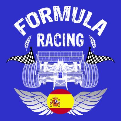Spanish Auto Race Spain Flag Formula Racing Car Blueprint Gift T-Shirt
