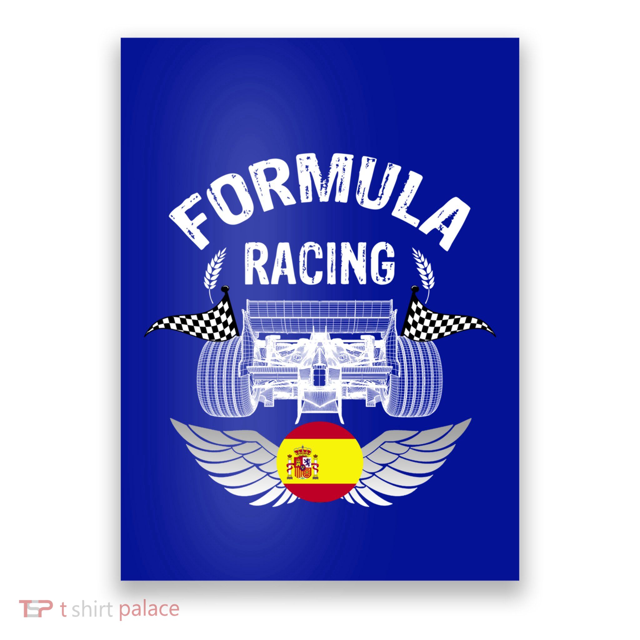 Spanish Auto Race Spain Flag Formula Racing Car Blueprint Gift Poster
