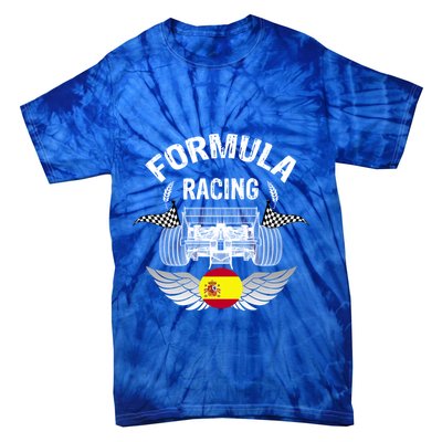 Spanish Auto Race Spain Flag Formula Racing Car Blueprint Gift Tie-Dye T-Shirt