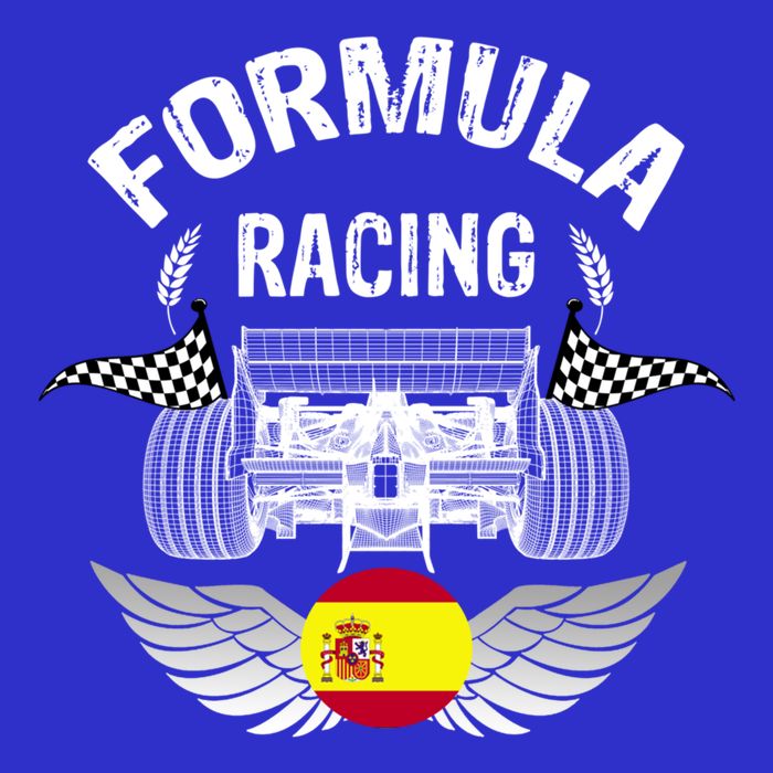 Spanish Auto Race Spain Flag Formula Racing Car Blueprint Gift Womens T-Shirt