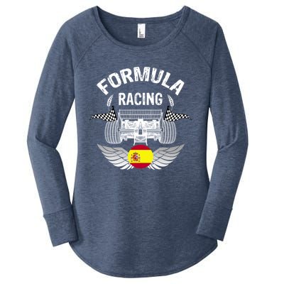 Spanish Auto Race Spain Flag Formula Racing Car Blueprint Gift Women's Perfect Tri Tunic Long Sleeve Shirt