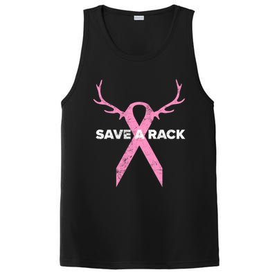 Save A Rack Breast Cancer Awareness Pink Ribbon Deer Antlers Funny Gift PosiCharge Competitor Tank