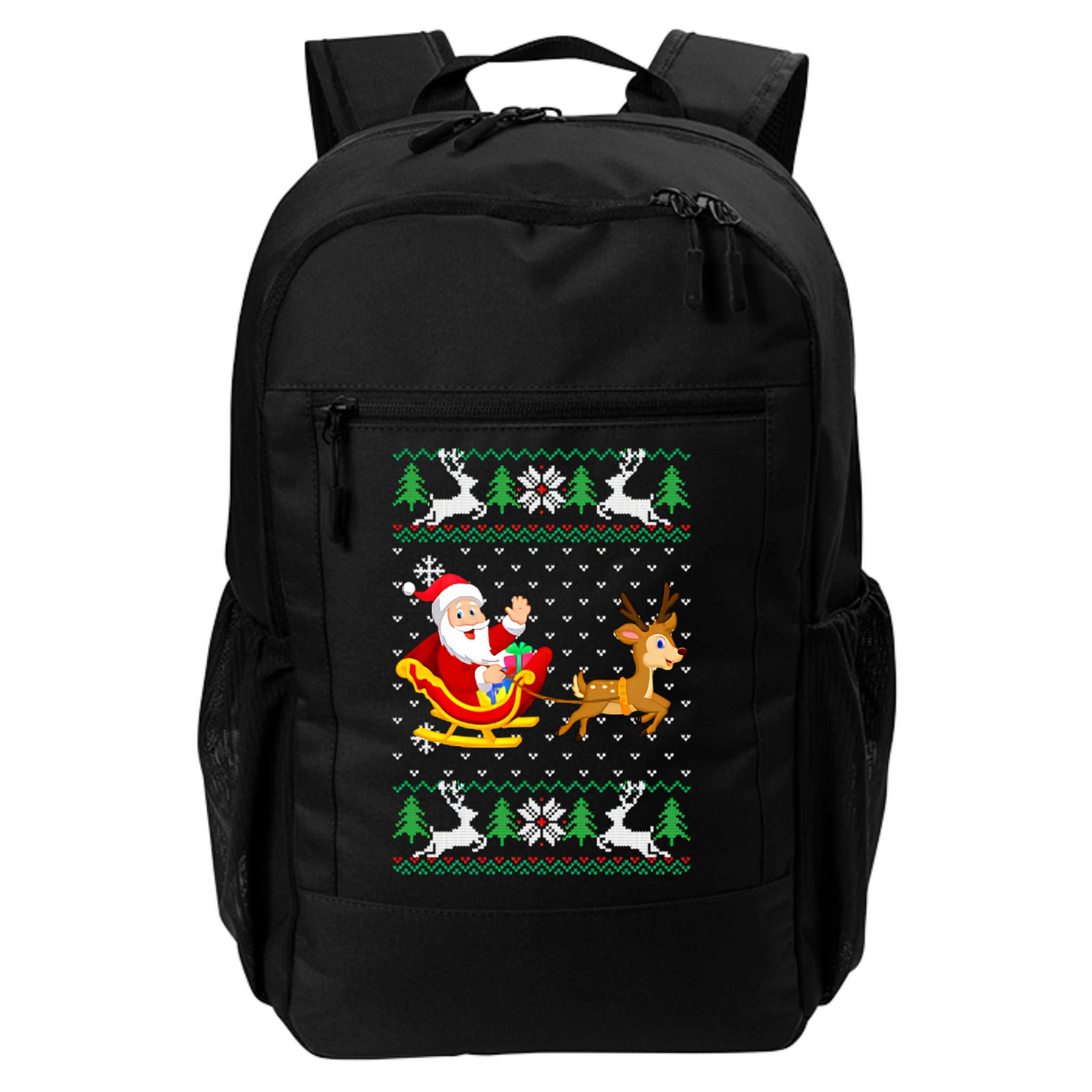 Santa And Reindeer Ugly Christmas Backpack