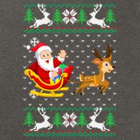 Santa And Reindeer Ugly Christmas Cotton Canvas Backpack
