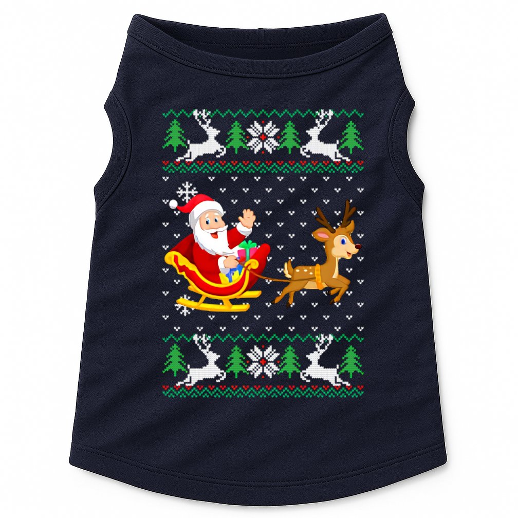 Santa And Reindeer Ugly Christmas Doggie Tank