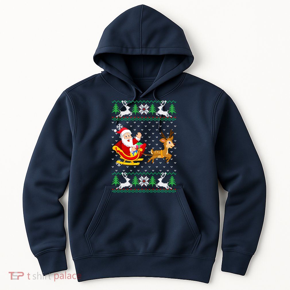Santa And Reindeer Ugly Christmas Hoodie