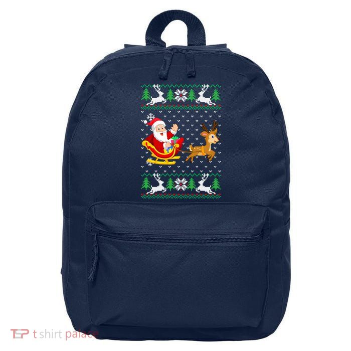 Santa And Reindeer Ugly Christmas 16 in Basic Backpack