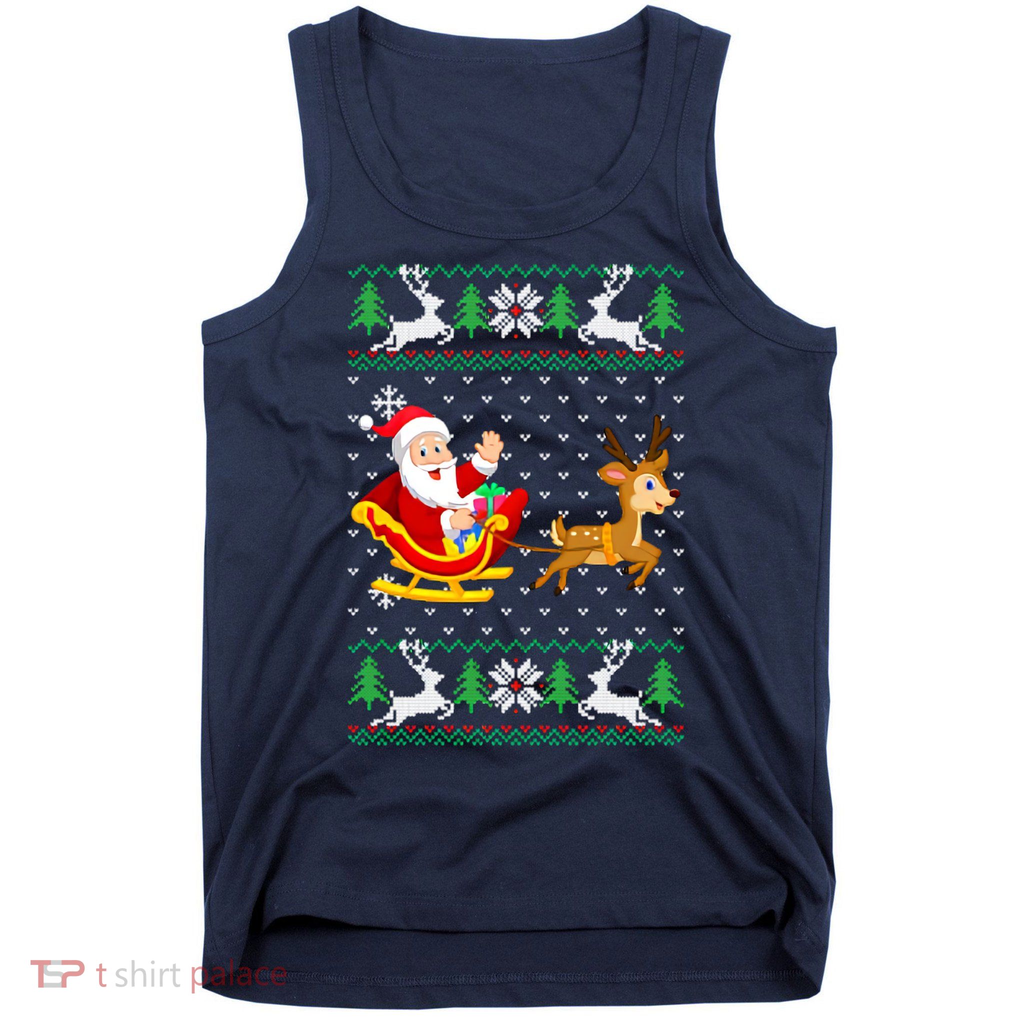 Santa And Reindeer Ugly Christmas Tank Top