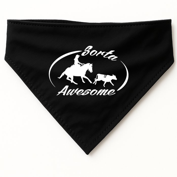 Sorta Awesome Ranch Sorting Western Horse Funny Cow Country USA-Made Doggie Bandana