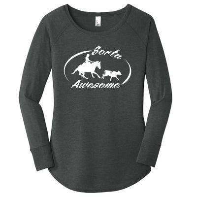 Sorta Awesome Ranch Sorting Western Horse Funny Cow Country Women's Perfect Tri Tunic Long Sleeve Shirt