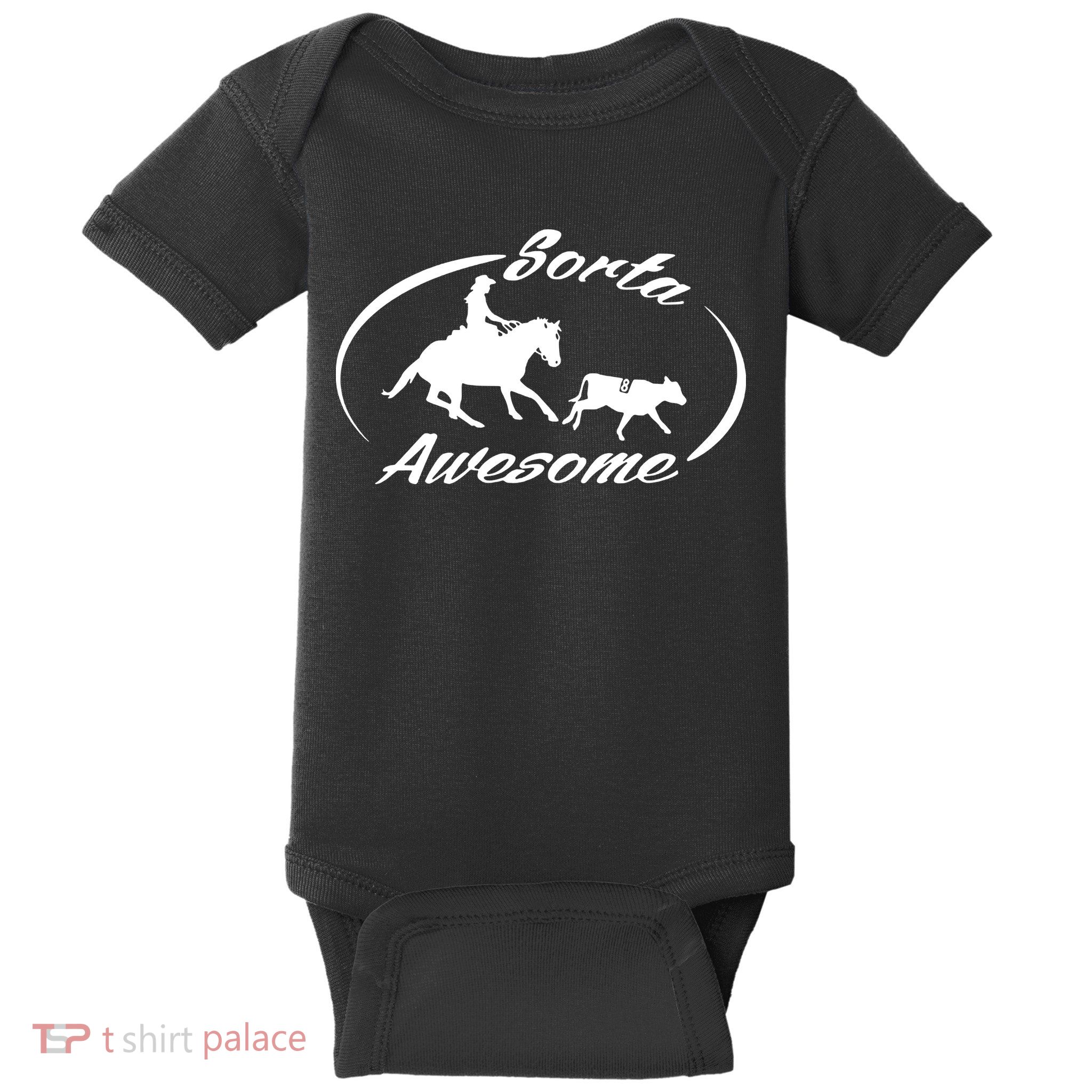 Sorta Awesome Ranch Sorting Western Horse Funny Cow Country Baby Bodysuit