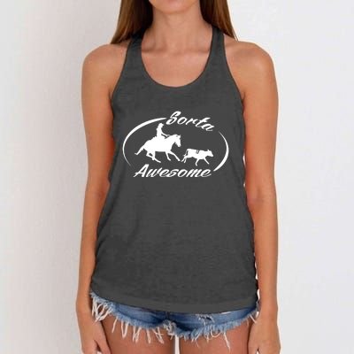 Sorta Awesome Ranch Sorting Western Horse Funny Cow Country Women's Knotted Racerback Tank