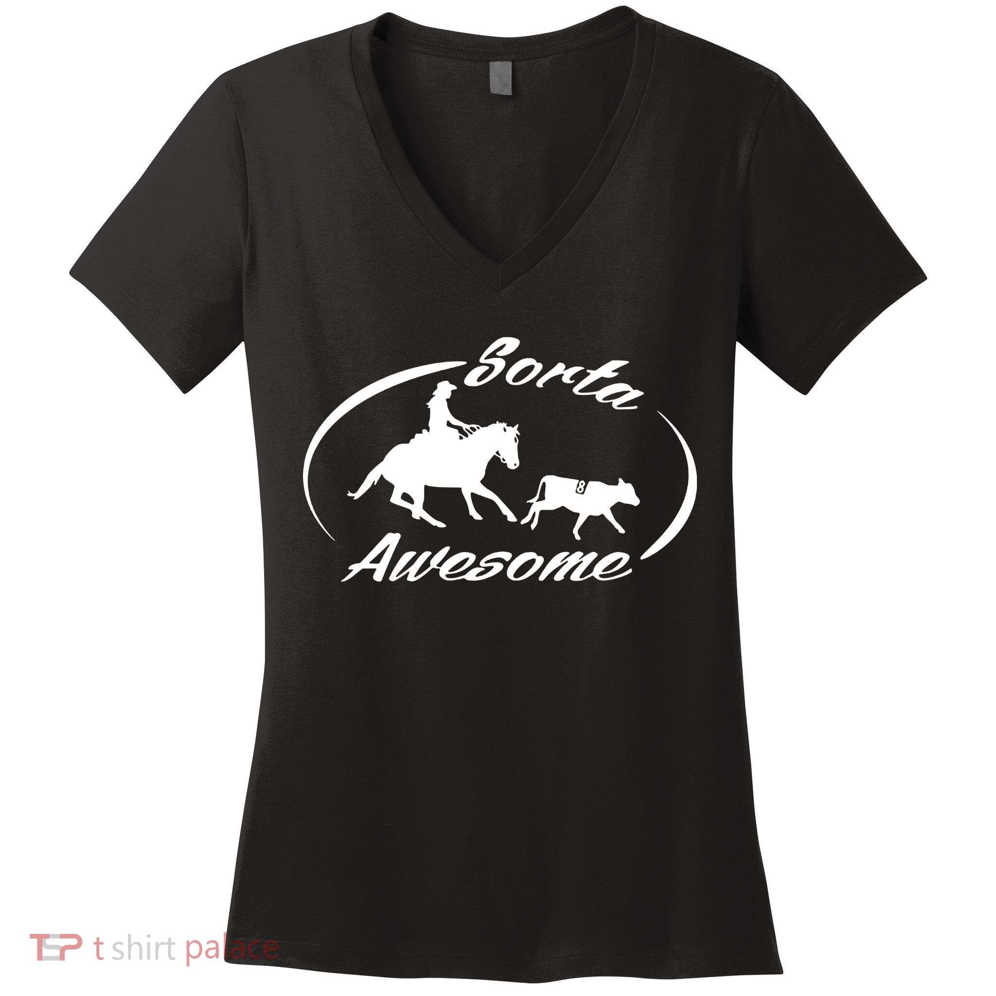 Sorta Awesome Ranch Sorting Western Horse Funny Cow Country Women's V-Neck T-Shirt