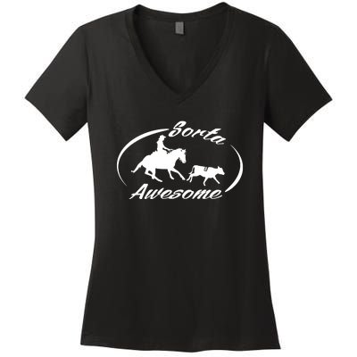 Sorta Awesome Ranch Sorting Western Horse Funny Cow Country Women's V-Neck T-Shirt