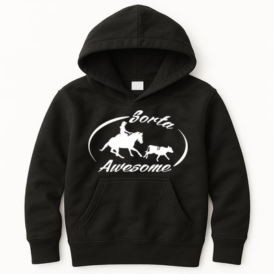 Sorta Awesome Ranch Sorting Western Horse Funny Cow Country Kids Hoodie
