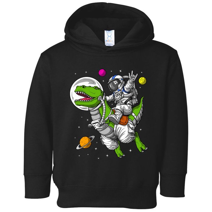 Space Astronaut Riding Trex Dinosaur Funny Boy Toddler Hoodie