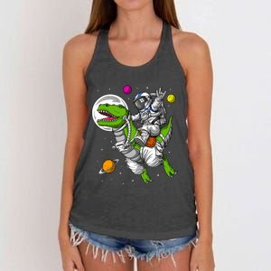 Space Astronaut Riding Trex Dinosaur Funny Boy Women's Knotted Racerback Tank